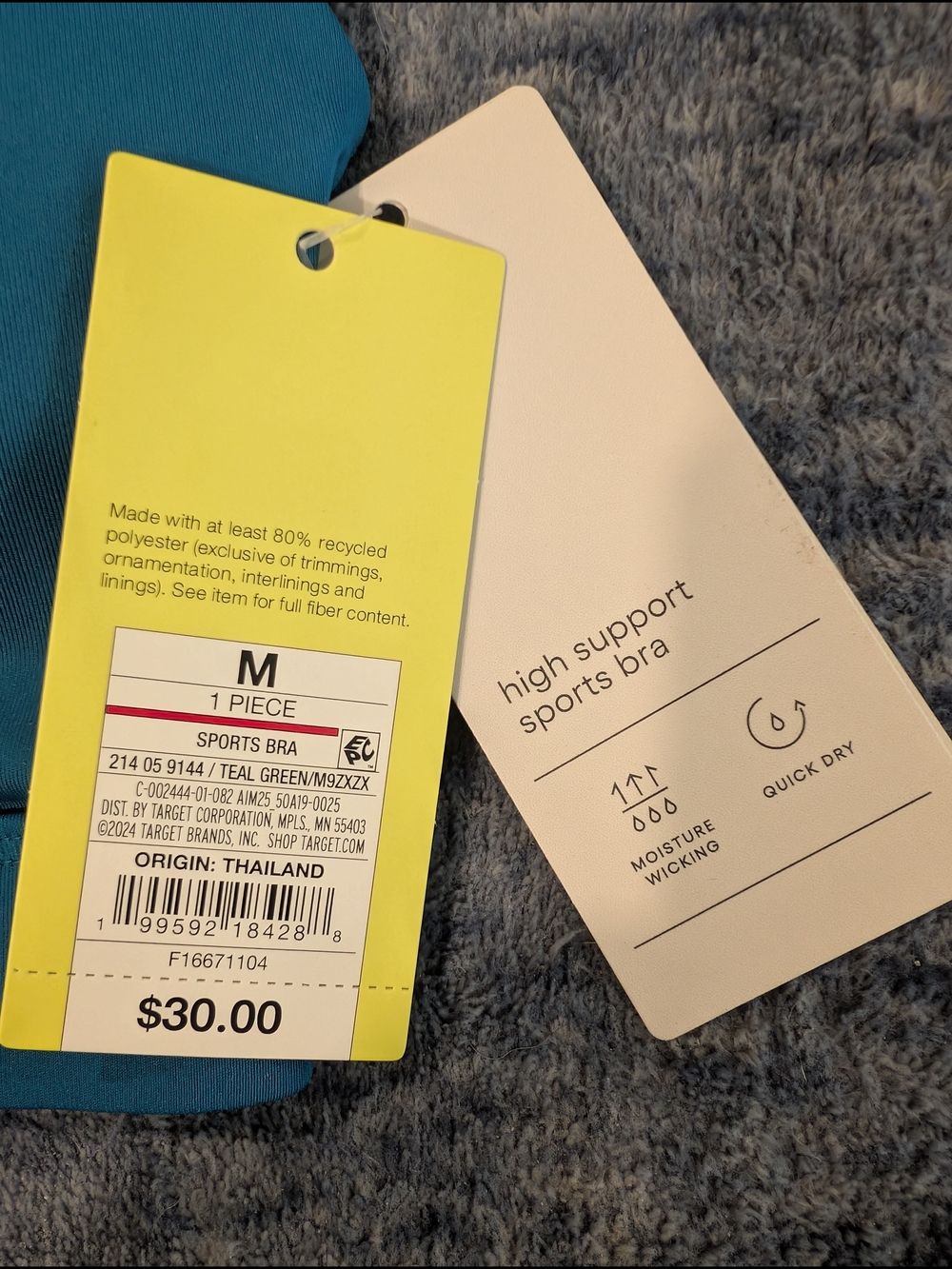 NWT All in Motion Teal High Support Sports Bra - Picture 2 of 7